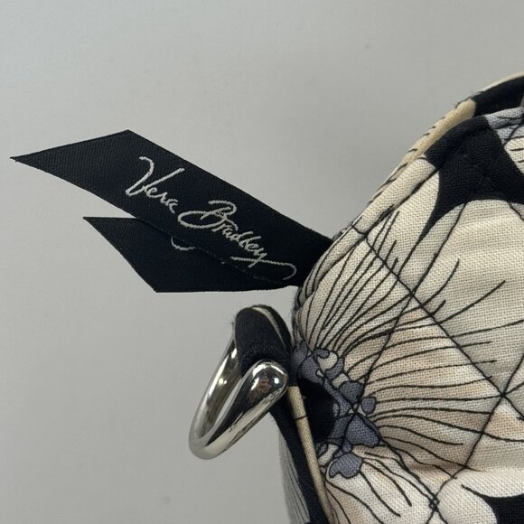 Vera Bradley Womens Black White Camellia Floral Quilted Purse Shoulder Bag - Picture 9 of 16